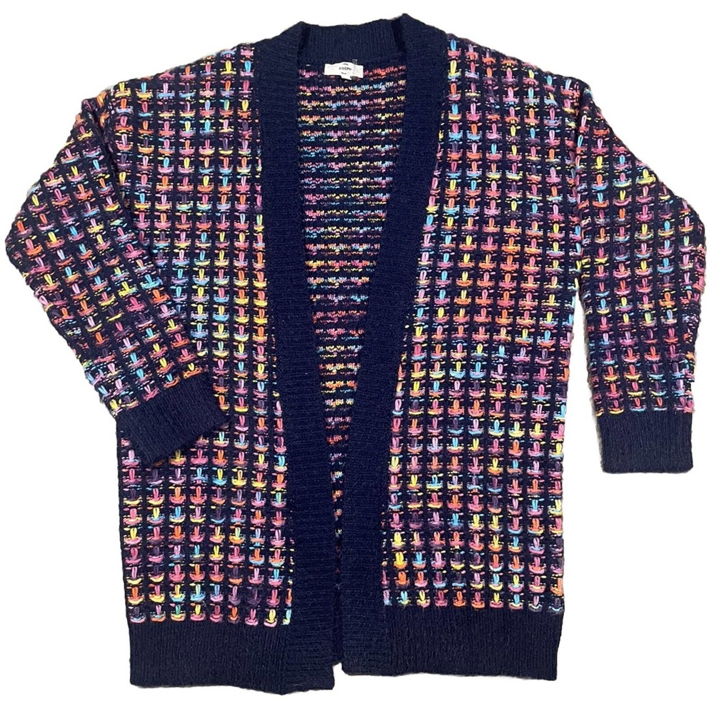 Women’s Entro‎ Open Front Long Chunky Oversize Cardigan Multicolored Sz Medium